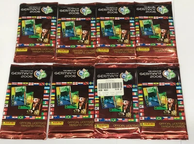 Tarjeta coleccionable de fútbol de la Copa Mundial Panini 2006 paquetes sueltos sellados de fábrica unidad de 8 unidades Foto 1 de 4