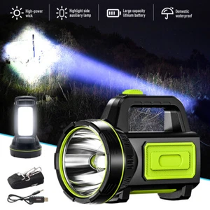 Super Bright Rechargeable LED Spotlight Flashlight Searchlight 200000LM Handheld - Picture 1 of 13