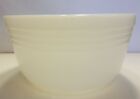 Vintage Large Ribbed 8 3/4" X 4 3/4" Footed Mixing Bowl White Milk Glass Usa