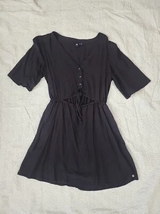 Volcom Women's Size Small Black Short Sleeve Short Summer Dress L10#41 - Picture 1 of 7