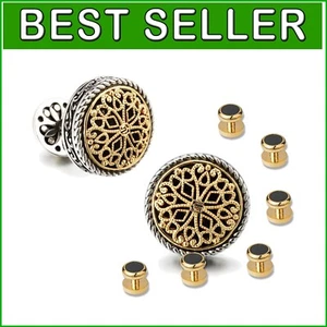 Elegantes gemelos chapados en oro de 18 quilates para hombre con elegante presentación de regalo de madera - Imagen 1 de 9