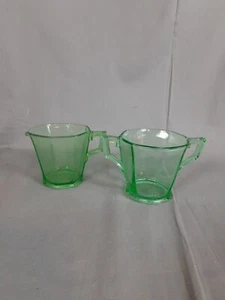 Vintage Ribbed Octagon Green creamer and sugar bowl By Heisey Depression Glass - Picture 1 of 8