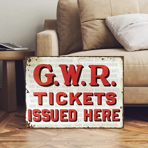 Vintage Style GWR Tickets Great Western Railway Train Station Sign - Picture 1 of 3