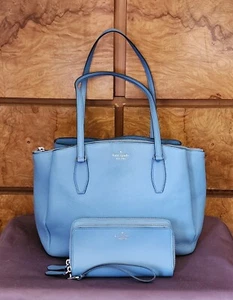 KATE SPADE ~ BLUE SATCHEL AND WALLET COMBO - Picture 1 of 24