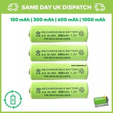 AA & AAA  Solar Light Rechargeable Batteries NiMH 1.2v 150 300 600 1000mAh