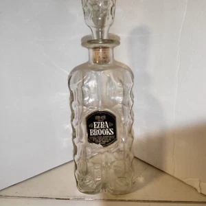 Vintage 11" Ezra Brooks Bourbon Whiskey Glass Decanter with Stopper - Picture 1 of 8
