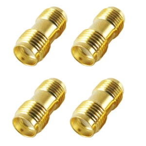 4Pcs Gold RP-SMA Female Plug Male Pin to SMA Female RF Jack Connector Adapter - Picture 1 of 5