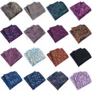 Mens Paisley Flowers Floral Vines Geometric Patterns Pocket Square Handkerchief - Picture 1 of 23