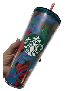 Starbucks Summer 2022 Forest Dream Aqua Terra Floral 24oz Tumbler Cold Cup (NEW) - Picture 1 of 7