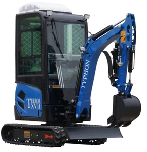 4,000 lb TYPHON TERROR XVII Cabin Mini Excavator Rubber Track with Kubota D902 - Picture 1 of 24