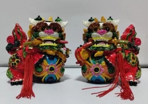 Colorful Japanese Komainu Lion-like Guardians ShiShi Foo Dogs Feng Shui Fu  4.5" - Picture 1 of 17