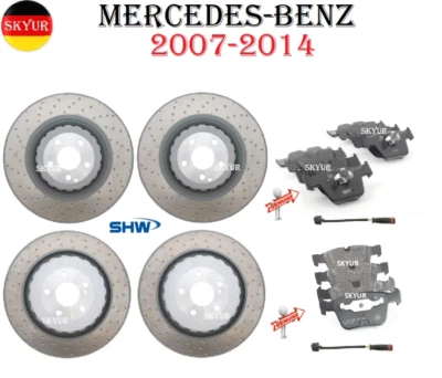 Juegos de rotores delanteros y traseros y pastillas de freno con sensores para vehículos Mercedes-Benz 07-14 Foto 1 de 4