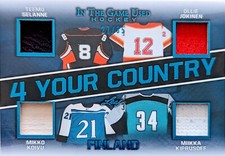 🔥#/35 TEEMU SELANNE KOIVU KIPRUSOFF 4 QUAD RELICS 2020-21 LEAF IN THE GAME USED