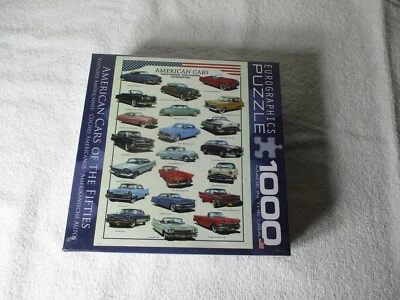 Puzzle EuroGraphics 1000 Piezas Coches Americanos de los Años Cincuenta NUEVO 19 1/4 x 26 5/8 Foto 1 de 2
