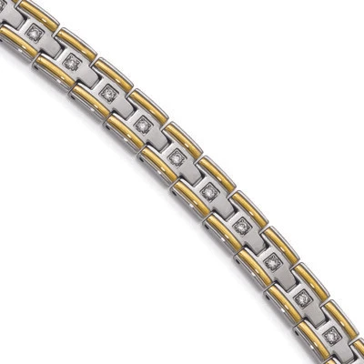 Cincel Acero Inoxidable Pulido Amarillo IP CZ 8.50 pulgadas Pulsera de Eslabones 8.5" SRB2008-8 Foto 1 de 2