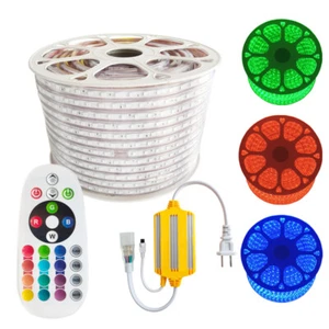 5050 RGB LED Strip 110V Waterproof IP67 Outdoor Flexible Ribbon Light Remote - Picture 1 of 12