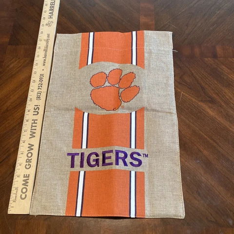 Clemson Garden Flag and Yard Banner Burlap background 13-926V Cover