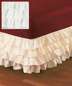 Falda de cama doble envolvente gitana en mal estado blanca elegante con volantes - Imagen 1 de 1
