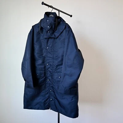 Engineered Garments "Duster Coat" nylon satinado azul marino, hecho en EE. UU., oversize "M" Foto 1 de 4