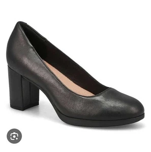 Clarks Bayla Skip Pumps schwarz Leder eleganter Absatz Größe 7,5M neu 99 $ - Bild 1 von 14