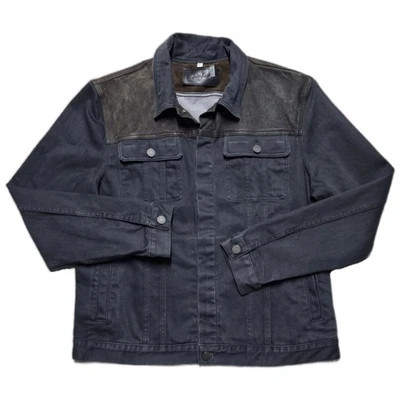 Chaqueta vaquera de camionero de cuero de mezclilla gris XL para hombre 7 For All Mankind Foto 1 de 4