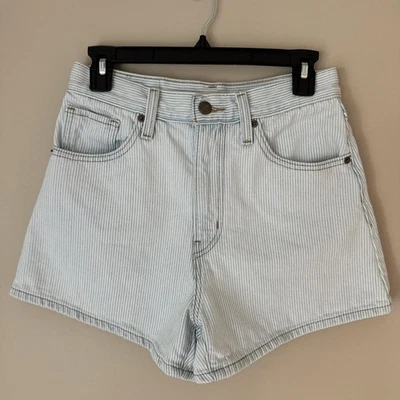 levi's pinstripe high waisted mom shorts size 27 cotton retro denim - Image 1 of 4