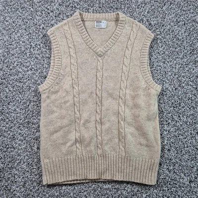 Vintage Montgomery Ward Cable Knit Vest Mens Size Large Cream/Beige  Foto 1 de 4