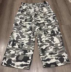 Y2K Breakdown Camo Cargo Pants Wide Leg Men’s Large 34x30 Skater White/Gray - Picture 1 of 10