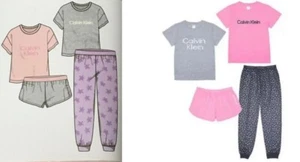 Calvin Klein Girls 4 Piece Medium Sleep Set Pajamas - Picture 1 of 18
