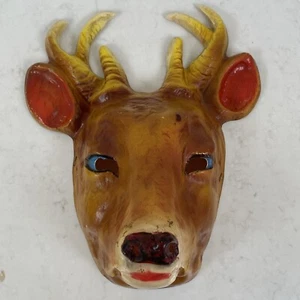 Deer Rudolf Mask Brittle Plastic Vintage 1980’s Old Stock - Picture 1 of 12