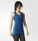adidas Performance Womens Athletic Running Tennis Sleeveless Vest Tank Top Blue