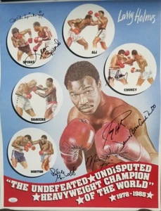 Larry Holmes Championship poster signed by Holmes L Spinks M Spinks + 5 more JSA - Picture 1 of 2