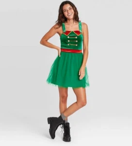 Women's Ugly Holiday Soldier Tulle Swirl Sleeveless Dress -Born Famous -M -S613 - Imagen 1 de 3