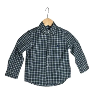 Polo Ralph Lauren BLUE GREEN Baby Boy's Plaid Dress Shirt Size US 4T - Picture 1 of 7