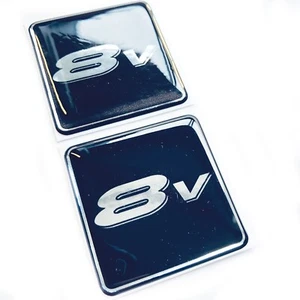 2x Calcomanía de gel cúpula negra cromo 3D para motor de automóvil 8 V pegatina emblema insignias - Imagen 1 de 2