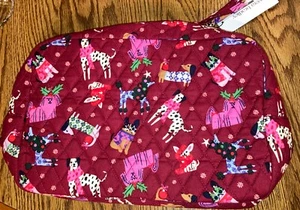 XL Cosmetic Bag Vera Bradley Holiday Hounds Dogs NWT! - Picture 1 of 3