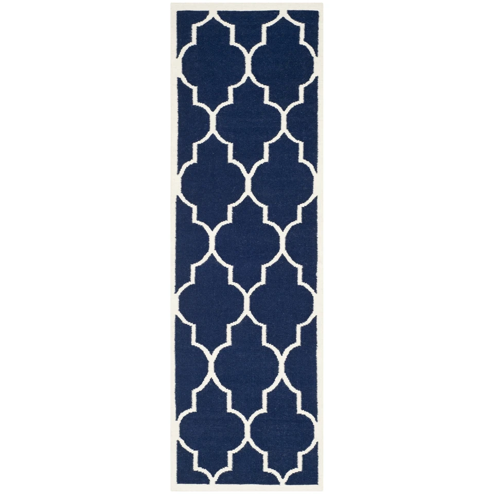 Safavieh Flat weave Wool Navy/ Ivory 2' 6 x 12' Runner - Image 1 of 1