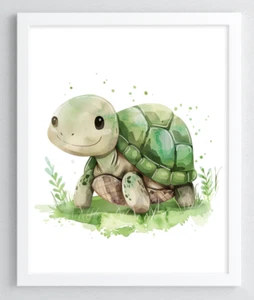 Impresión de arte de pared para guardería, linda impresión de tortuga para habitación de niños, impresión de decoración de arte de pared para bebés - Imagen 1 de 2