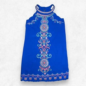 GB Gianni Bini Girls Blue Dress Size XL Sleeveless Ethnic Embroidery Back Zip - Picture 1 of 6