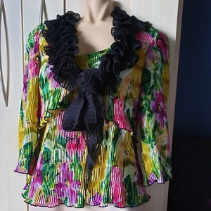 Joseph Ribkoff Dos Piezas, Top Floral y Chaqueta Verdes Rosas y Amarillo Talla 12 - Imagen 1 de 6