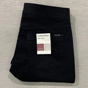 Calvin Klein Chino Hose Herren 32 x 30 Schwarz Slim Fit Gerades Bein Flex Waist - Bild 1 von 17
