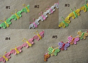 5-10 Yards Butterfly Rayon Venise Lace Green White Yellow Pink Colorful zhs16 - Picture 1 of 6
