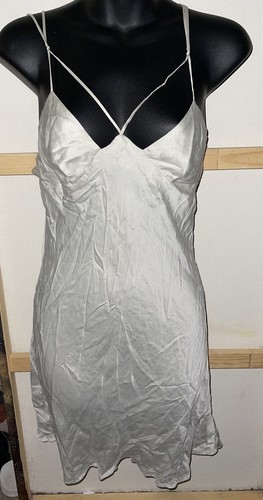 UNDERCOVER Abito slip Victoria's Secret 100% grigio seta colomba cinturino schiena bassa taglia XS