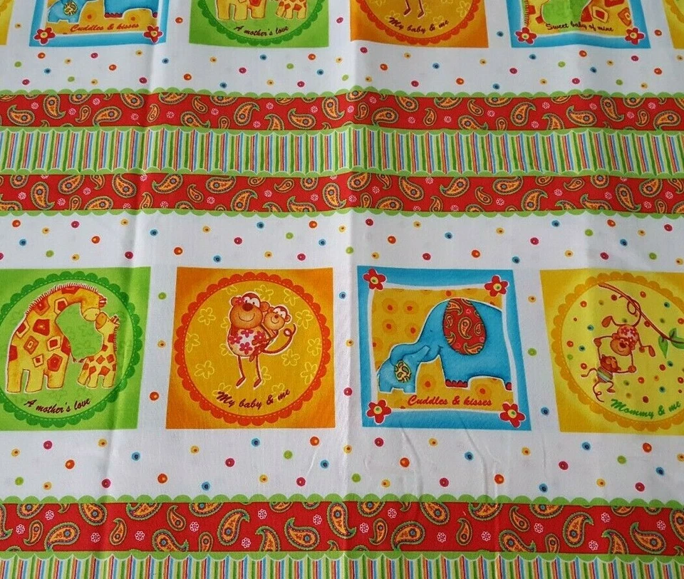 Safari Sweet Heart BTY Diane Eichler Red Rooster Monkey Elephant Giraffe Stripe - Image 1 of 4