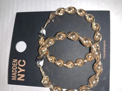 Pendientes Madden NYC Twist XL Aro Negros Hipoalergénicos Nuevos con Etiquetas Foto 1 de 2