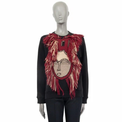 62370 Auténtico Suéter LANVIN Lana Negra MASCARILLA BORDADA OVERSIZE 36 XS Foto 1 de 4