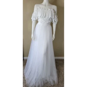 Katya Katya London Chloe Wedding Dresss Off shoulder Frilled Lace Ivory Large - Picture 1 of 14