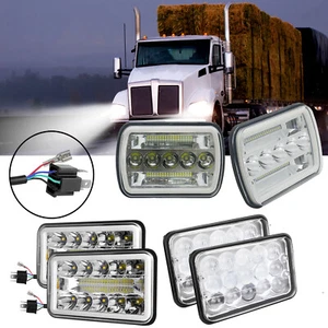 Pair 4x6" LED Headlight DRL Hi/Lo Beam DRL For Chevy C10 Pickup truck 1980-1986 - Picture 1 of 36