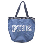 PINK Victoria's Secret Large Baby Blue Zip Logo Tote Shoulder Bag