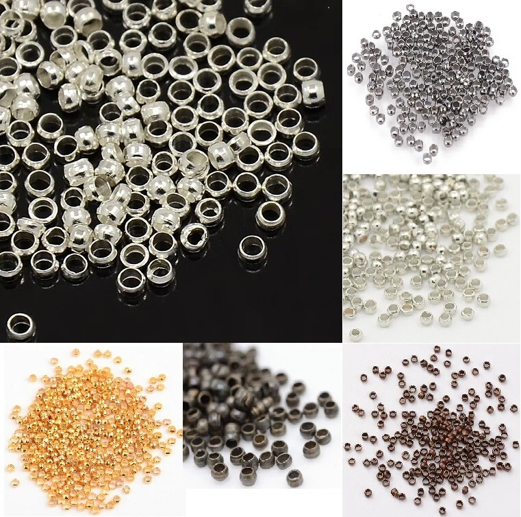 Quetschperlen 1,2 mm x Ø 2 mm Kalotten Crimps Röhrchen Röhre Messing rund Metall - Bild 1 von 1